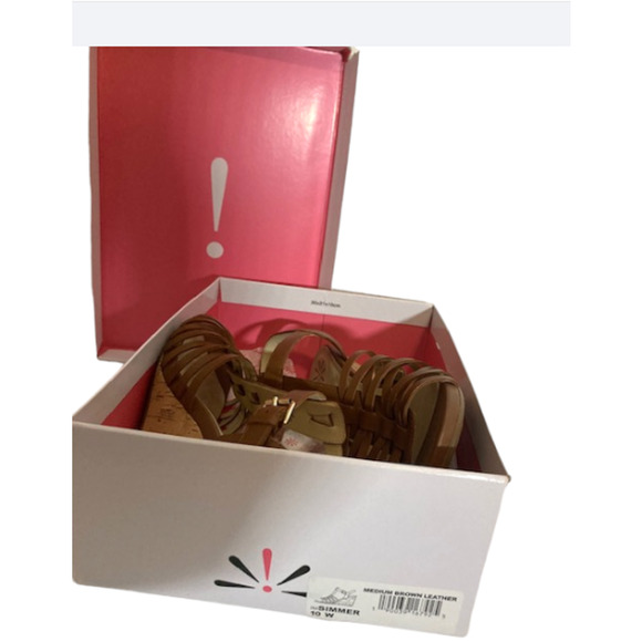 Brown LEATHER Wedge Sandal - Isaac Mizrahi Live! SIMMER - Women's US 10W - Picture 7 of 7